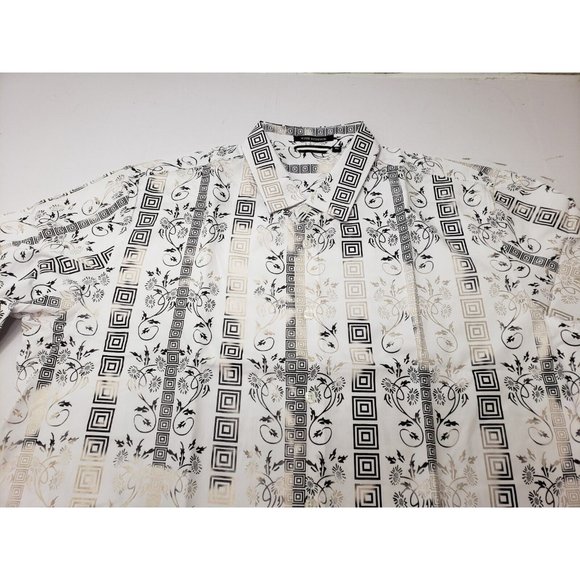 Deer Lady Mens Shirt Short Sleeve Collared Button Up Floral Print White Size XL - Picture 2 of 10
